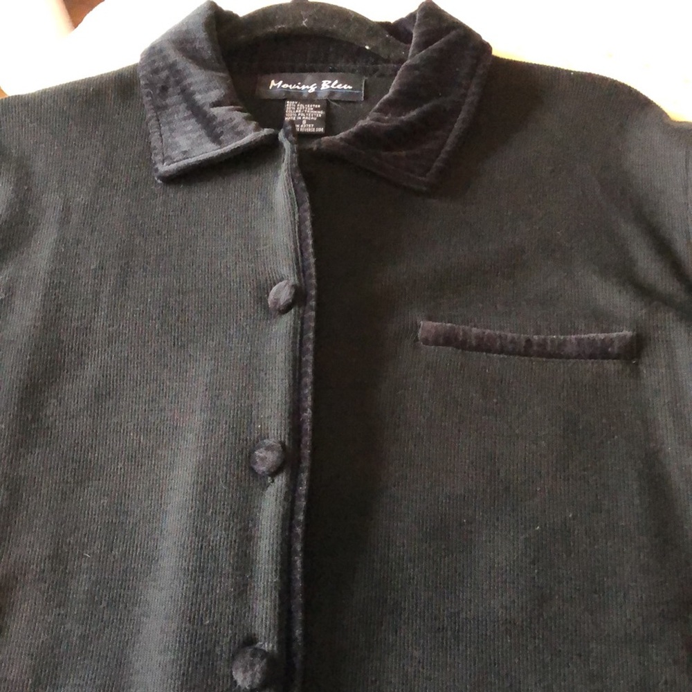 Moving Bleu‎ vintage black button down cardigan. Size small. Oversized. NWOT.